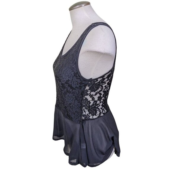 Zenana Outfitters Womens Lace Peplum Top Size Large Black Whimsigoth Witchy Goth - Picture 4 of 7